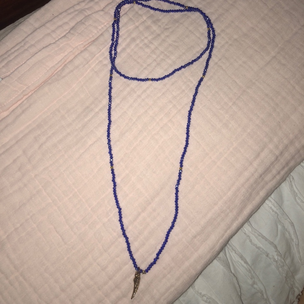 Blue sparkly wrap necklace